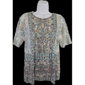 Origami Shirt Womens Small Sequin Short Sleeve Boho Festival Top Sparkle